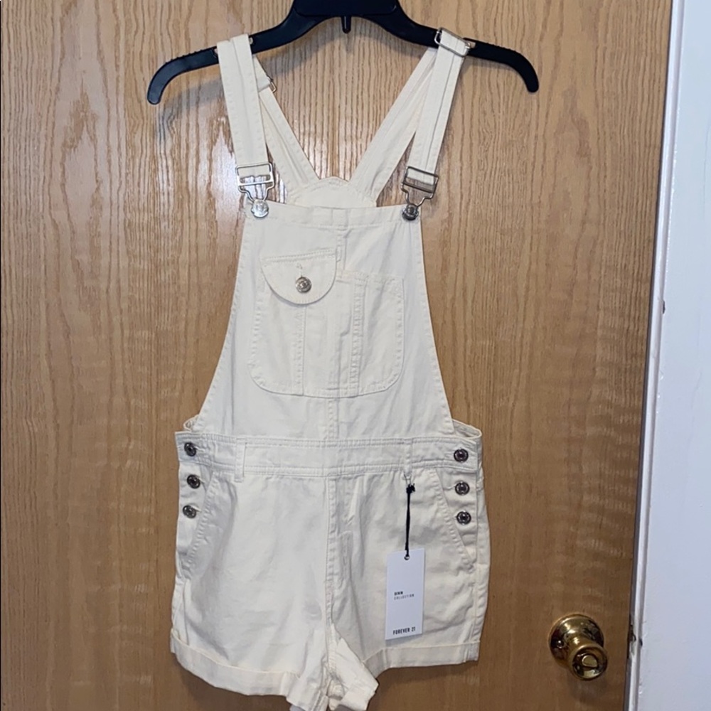 Cream overall shorts